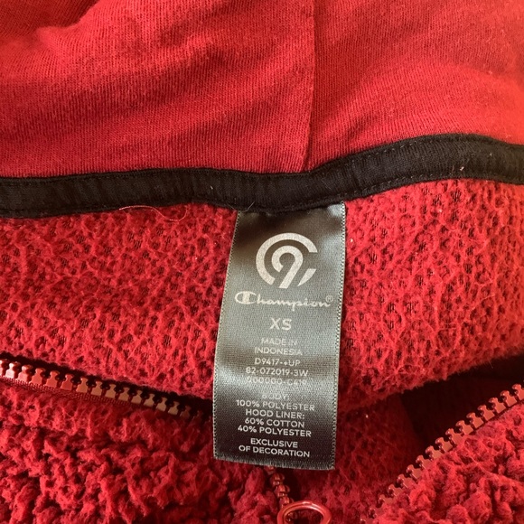 Champion Burgundy Sherpa Fleece Full Zip Jacket - Picture 6 of 6